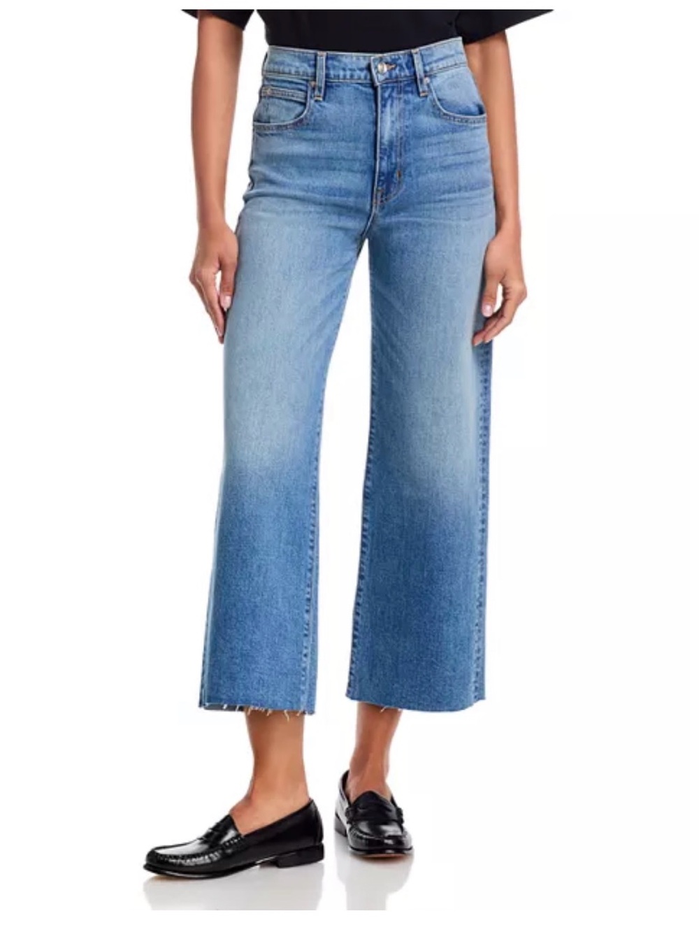 Grace Cropped Wide-Leg Jeans in Light Blue Wash